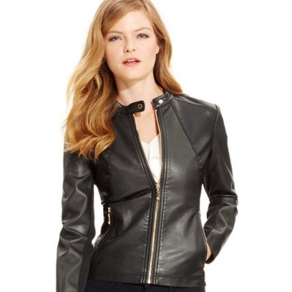 Ivanka Trump Jackets & Blazers - Ivanka Trump | Black Faux Leather Moto Jacket